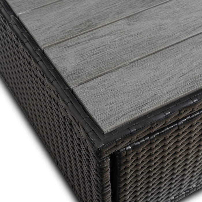 Zestaw Mebli Ogrodowych CALIENTE Modułowy Sofa 2x Fotel Stolik Tarasowy Czarny/Brązowy Technorattan Nowoczesny