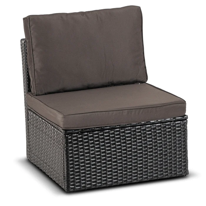 Zestaw Mebli Ogrodowych CALIENTE Modułowy Sofa 2x Fotel Stolik Tarasowy Czarny/Brązowy Technorattan Nowoczesny