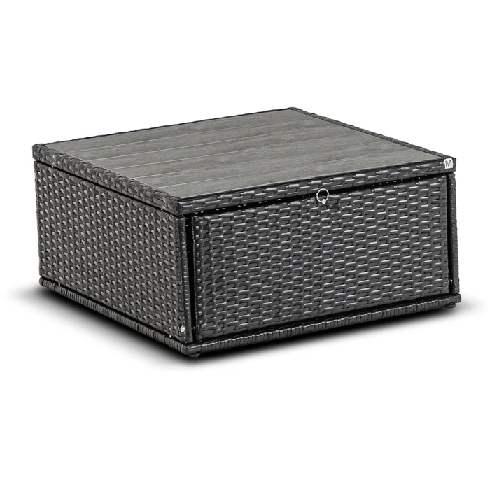 Zestaw Mebli Ogrodowych CALIENTE Modułowy Sofa 2x Fotel Stolik Tarasowy Czarny/Brązowy Technorattan Nowoczesny