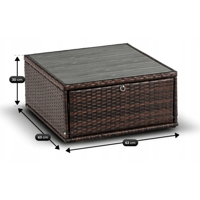 Zestaw Mebli Ogrodowych CALIENTE Modułowy Sofa 2x Fotel Stolik Tarasowy Brązowy/Beżowy Technorattan Nowoczesny