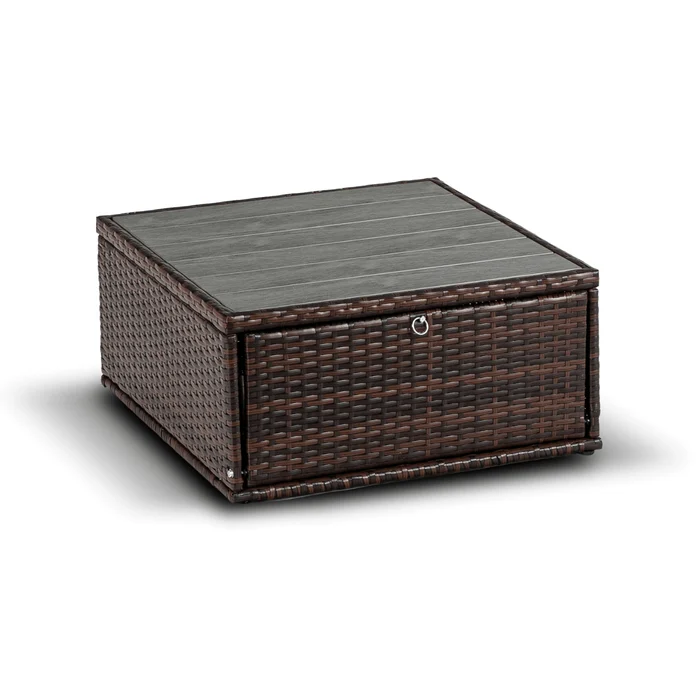 Zestaw Mebli Ogrodowych CALIENTE Modułowy Sofa 2x Fotel Stolik Tarasowy Brązowy/Beżowy Technorattan Nowoczesny