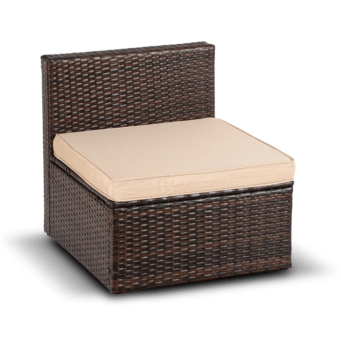 Zestaw Mebli Ogrodowych CALIENTE Modułowy Sofa 2x Fotel Stolik Tarasowy Brązowy/Beżowy Technorattan Nowoczesny