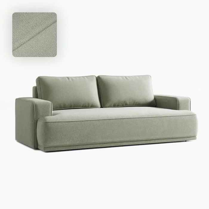 Sofa z Funkcją Spania CAMELIA Szara Boucle Nowoczesna