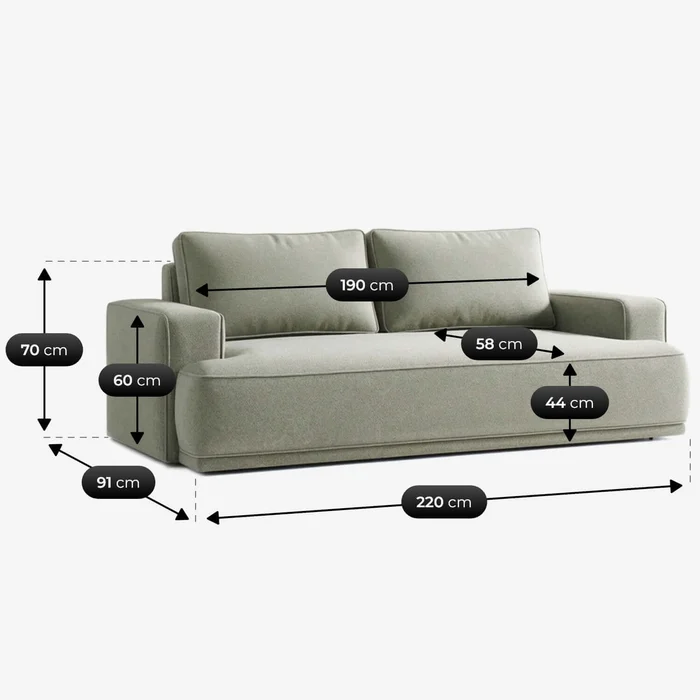 Sofa z Funkcją Spania CAMELIA Szara Boucle Nowoczesna