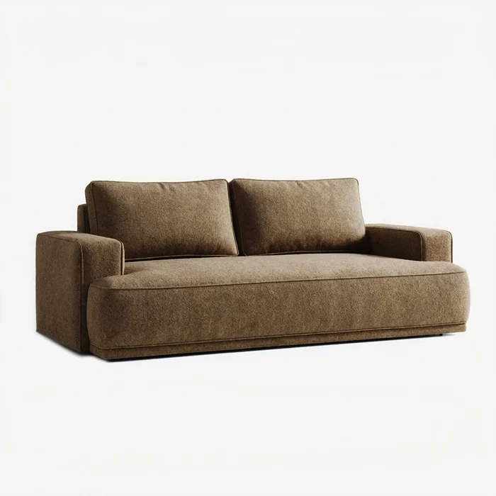 Sofa z Funkcją Spania CAMELIA Brązowa Boucle Nowoczesna