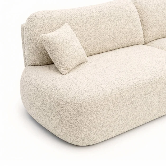 Sofa AVERIO Rozkładana Dwuosobowa Kremowa Boucle Nowoczesna