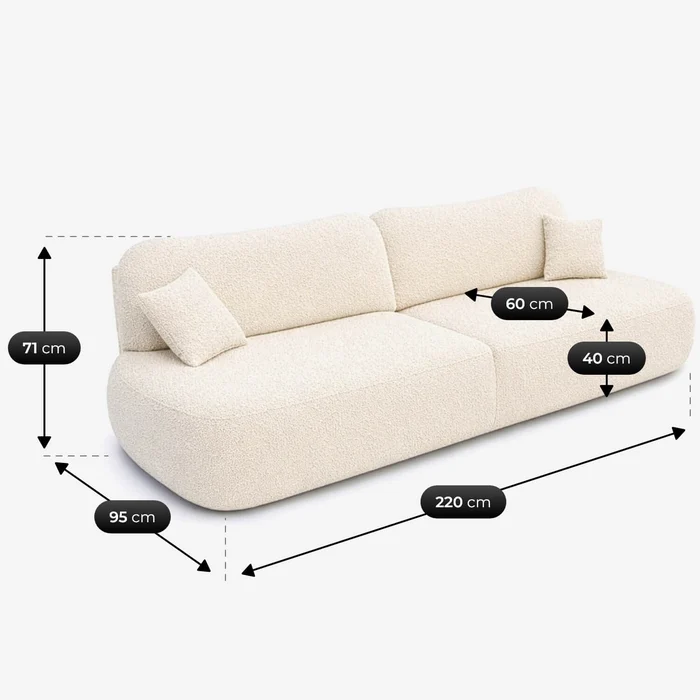 Sofa AVERIO Rozkładana Dwuosobowa Kremowa Boucle Nowoczesna