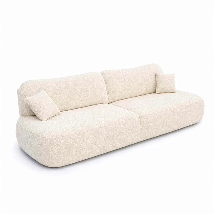 Sofa AVERIO Rozkładana Dwuosobowa Kremowa Boucle Nowoczesna