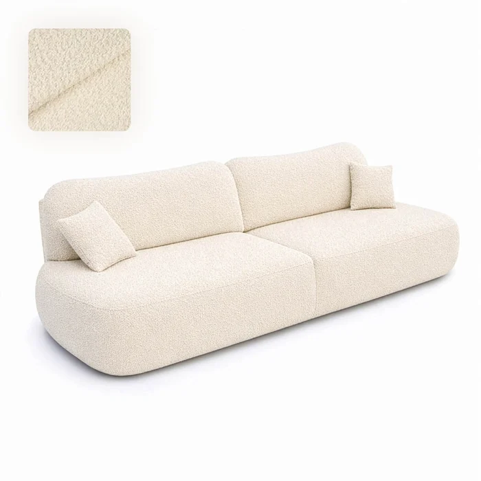 Sofa AVERIO Rozkładana Dwuosobowa Kremowa Boucle Nowoczesna