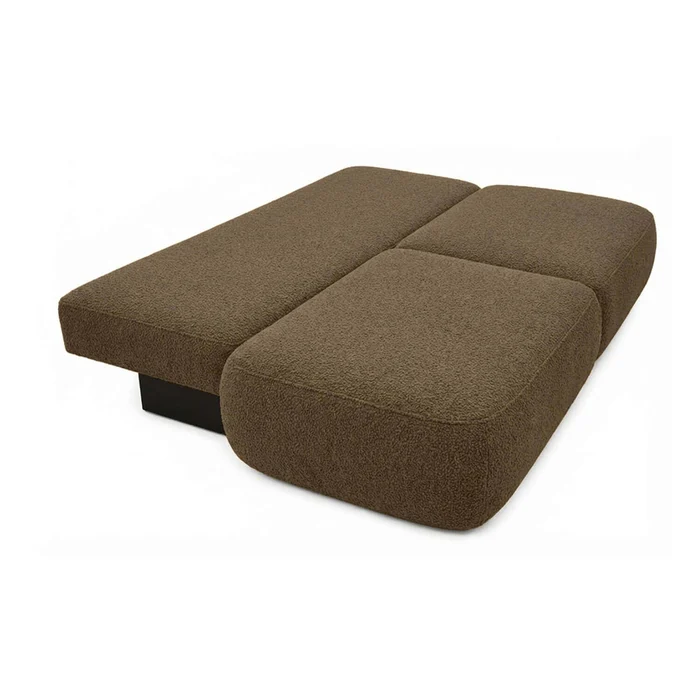Sofa AVERIO Rozkładana Dwuosobowa Brązowa Boucle Nowoczesna