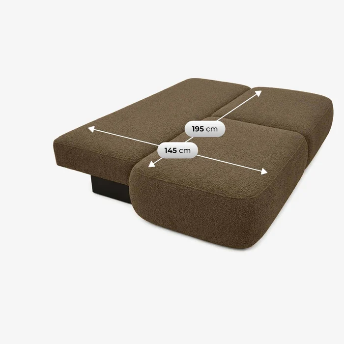 Sofa AVERIO Rozkładana Dwuosobowa Brązowa Boucle Nowoczesna