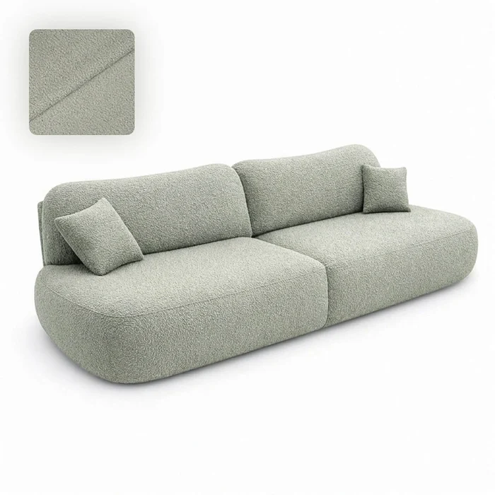 Sofa AVERIO Rozkładana Dwuosobowa Szara Boucle Nowoczesna