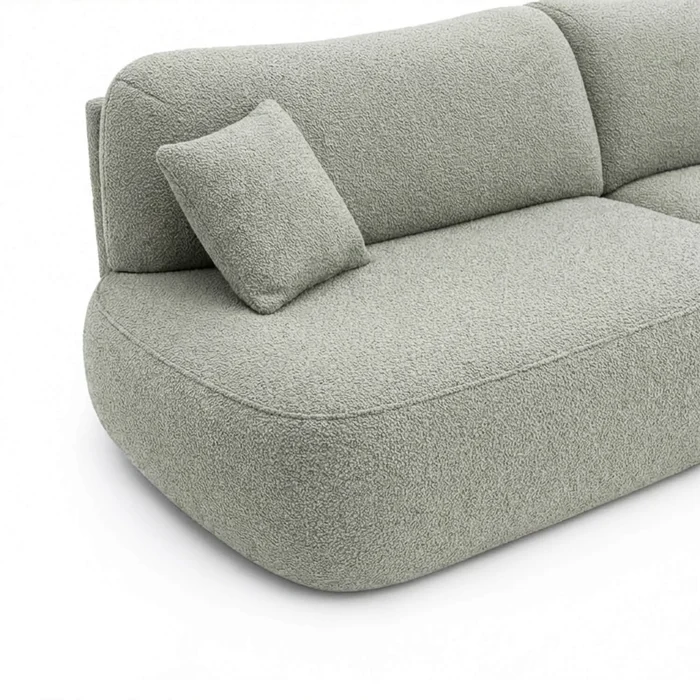 Sofa AVERIO Rozkładana Dwuosobowa Szara Boucle Nowoczesna