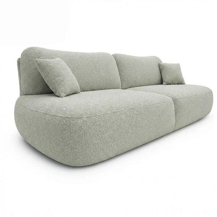 Sofa AVERIO Rozkładana Dwuosobowa Szara Boucle Nowoczesna