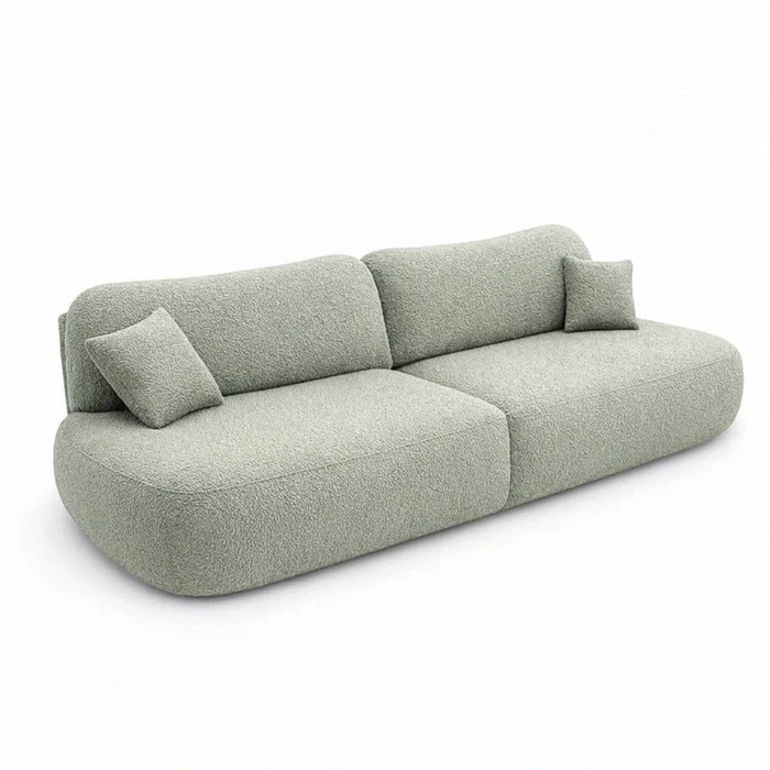 Sofa AVERIO Rozkładana Dwuosobowa Szara Boucle Nowoczesna