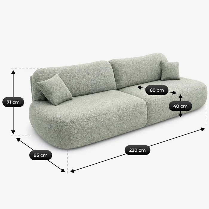 Sofa AVERIO Rozkładana Dwuosobowa Szara Boucle Nowoczesna