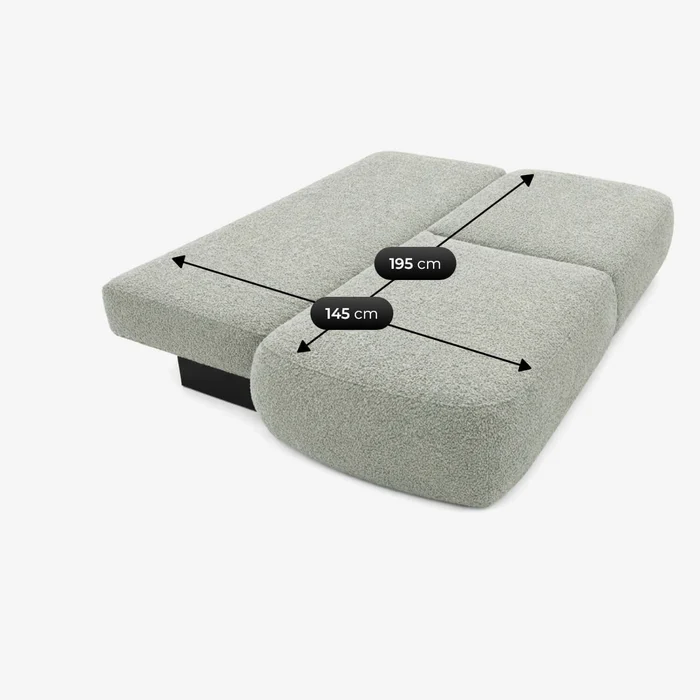Sofa AVERIO Rozkładana Dwuosobowa Szara Boucle Nowoczesna