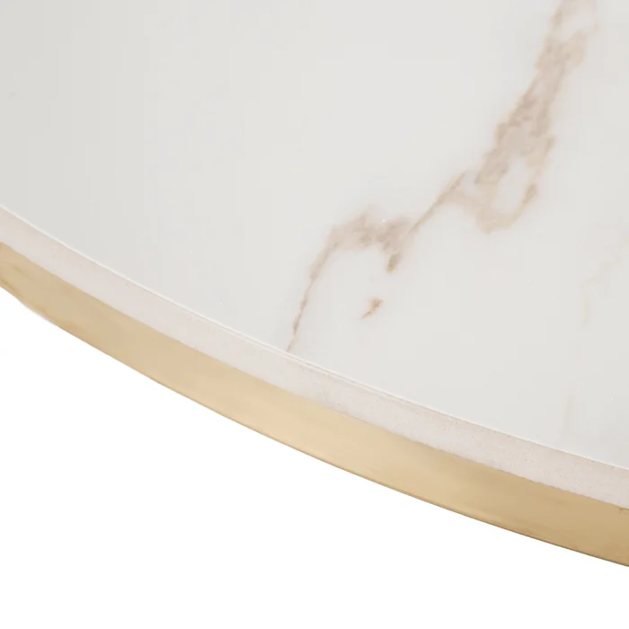Stolik Kawowy VENICE 80 cm Biały Marmur/Złoty Nowoczesny Glamour