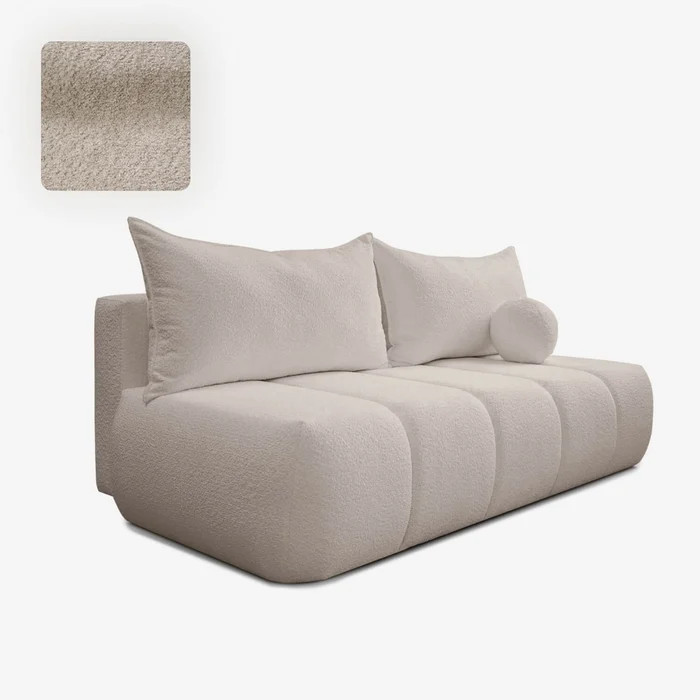 Sofa z Funkcją Spania SARIA Beżowa Boucle Nowoczesna