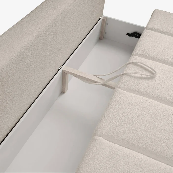 Sofa z Funkcją Spania SARIA Beżowa Boucle Nowoczesna