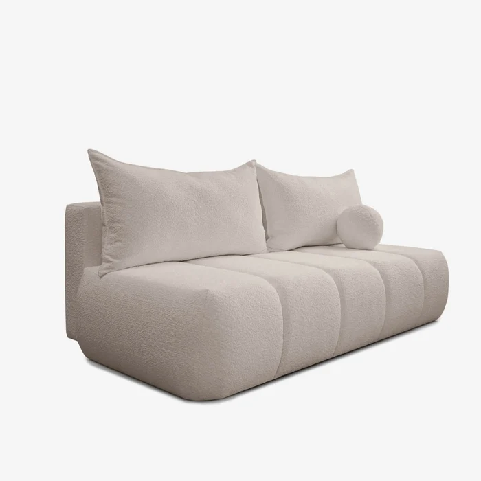 Sofa z Funkcją Spania SARIA Beżowa Boucle Nowoczesna