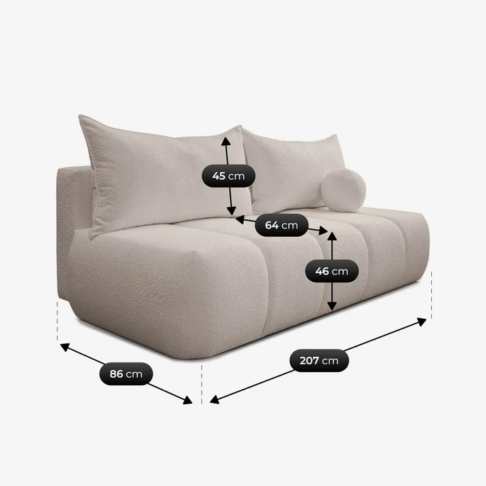 Sofa z Funkcją Spania SARIA Beżowa Boucle Nowoczesna