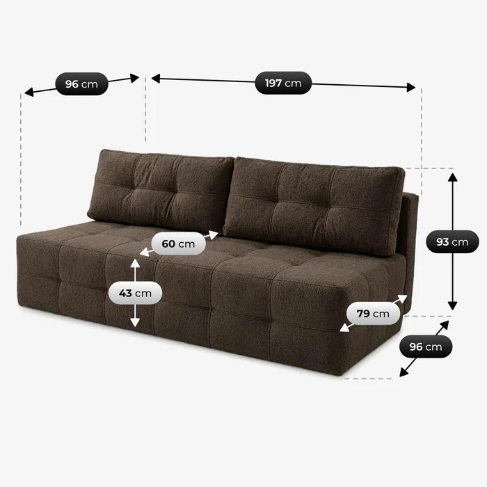 Sofa z Funkcją Spania MORANA Mocca Boucle Nowoczesna