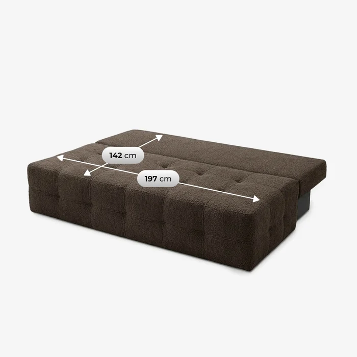 Sofa z Funkcją Spania MORANA Mocca Boucle Nowoczesna