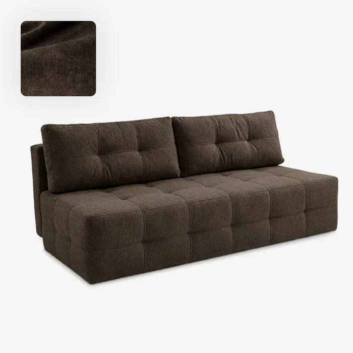 Sofa z Funkcją Spania MORANA Mocca Boucle Nowoczesna