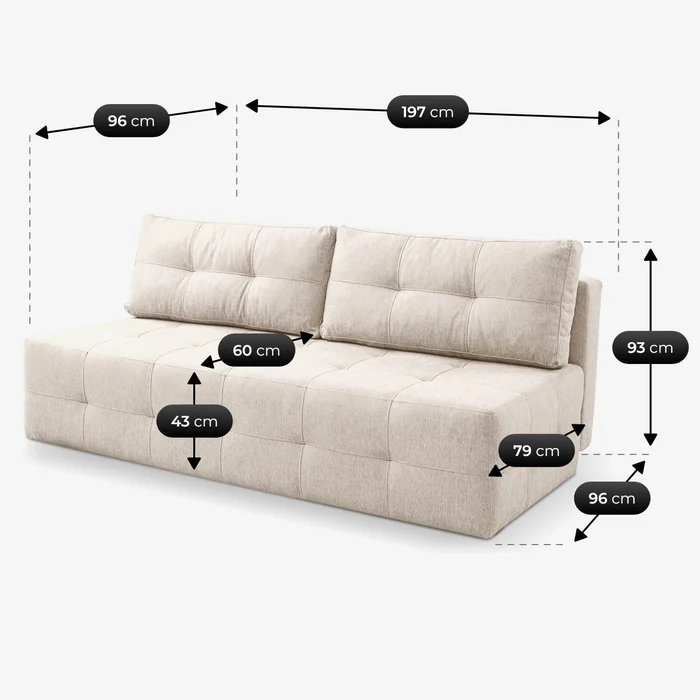 Sofa z Funkcją Spania MORANA Kremowa Nowoczesna
