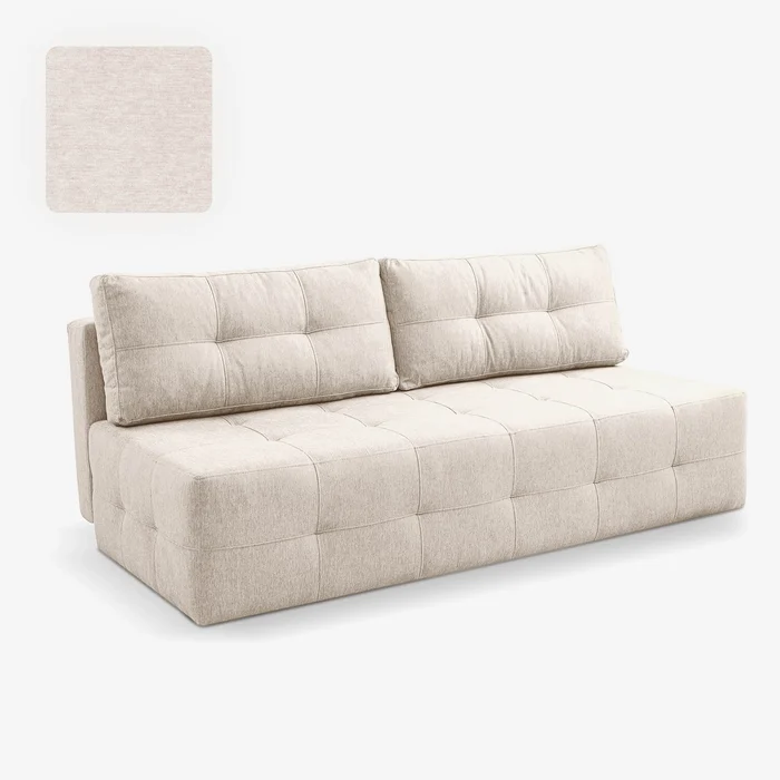 Sofa z Funkcją Spania MORANA Kremowa Nowoczesna