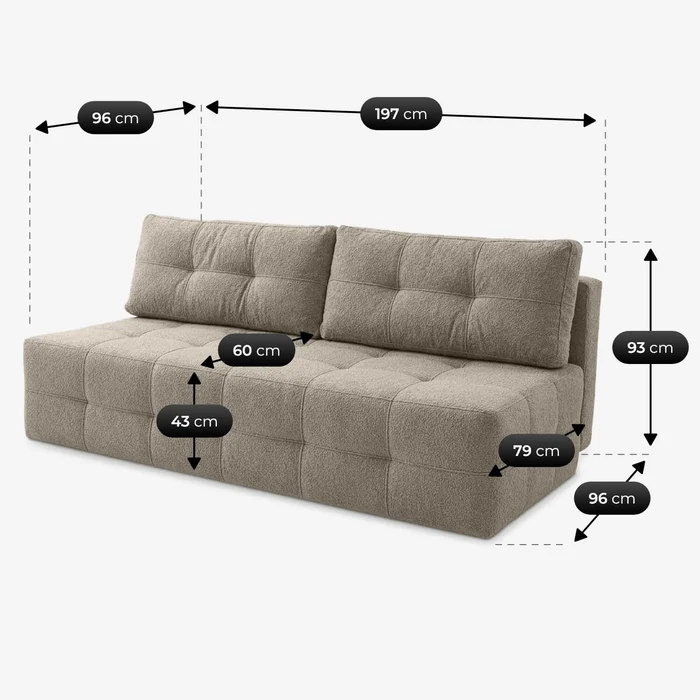 Sofa z Funkcją Spania MORANA Kremowa Boucle Nowoczesna