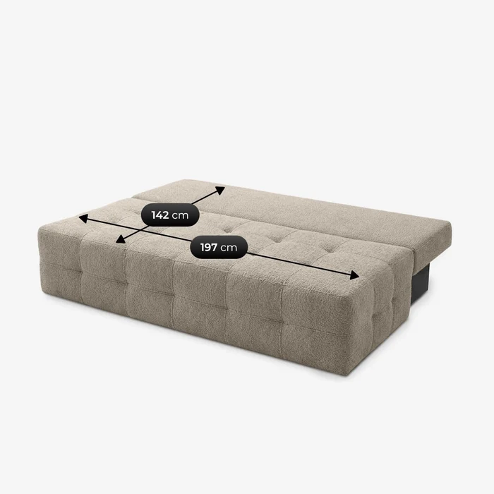 Sofa z Funkcją Spania MORANA Kremowa Boucle Nowoczesna