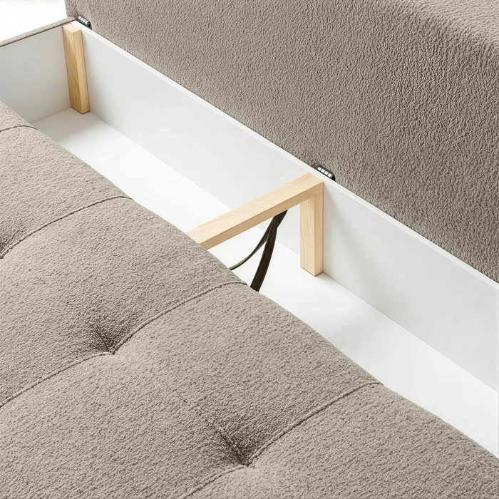 Sofa z Funkcją Spania MORANA Kremowa Boucle Nowoczesna