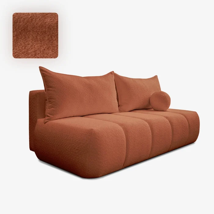 Sofa z Funkcją Spania SARIA Ruda Boucle Nowoczesna