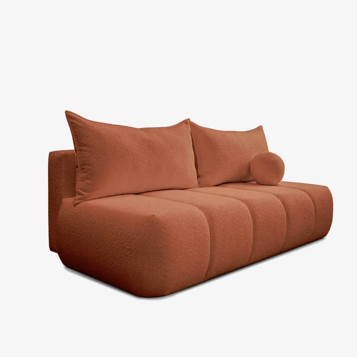 Sofa z Funkcją Spania SARIA Ruda Boucle Nowoczesna