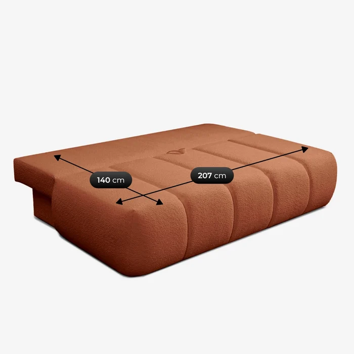 Sofa z Funkcją Spania SARIA Ruda Boucle Nowoczesna