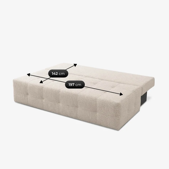 Sofa z Funkcją Spania MORANA Kremowa Szenil Nowoczesna