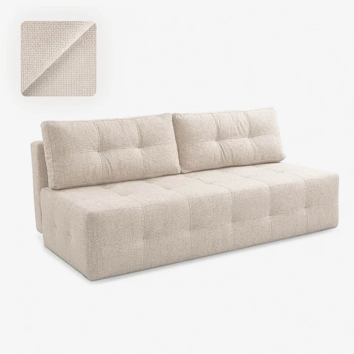 Sofa z Funkcją Spania MORANA Kremowa Szenil Nowoczesna