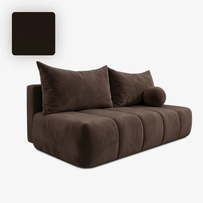 Sofa z Funkcją Spania SARIA Brązowa Welurowa Nowoczesna