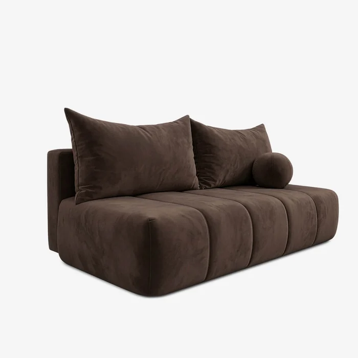 Sofa z Funkcją Spania SARIA Brązowa Welurowa Nowoczesna
