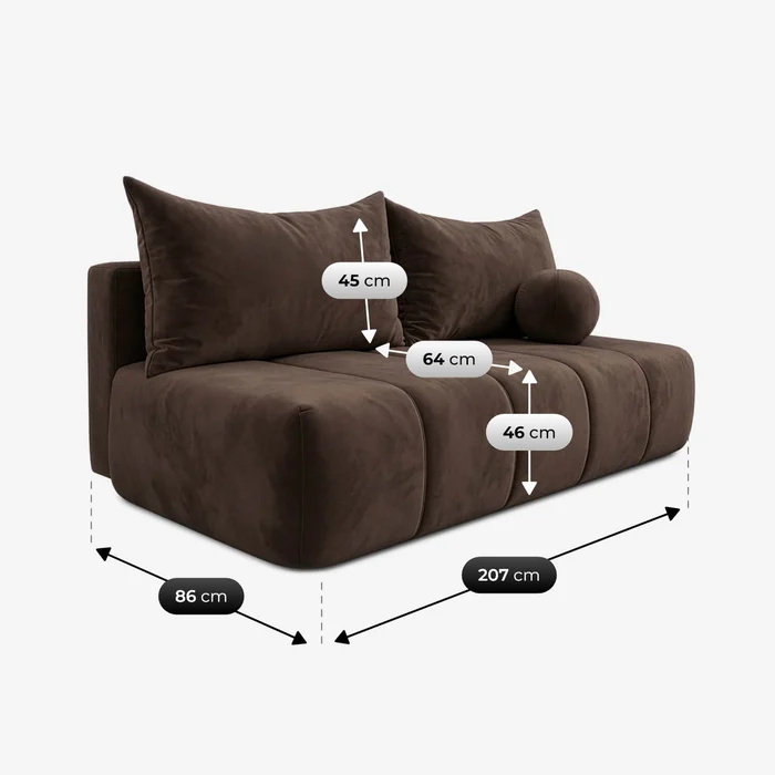 Sofa z Funkcją Spania SARIA Brązowa Welurowa Nowoczesna