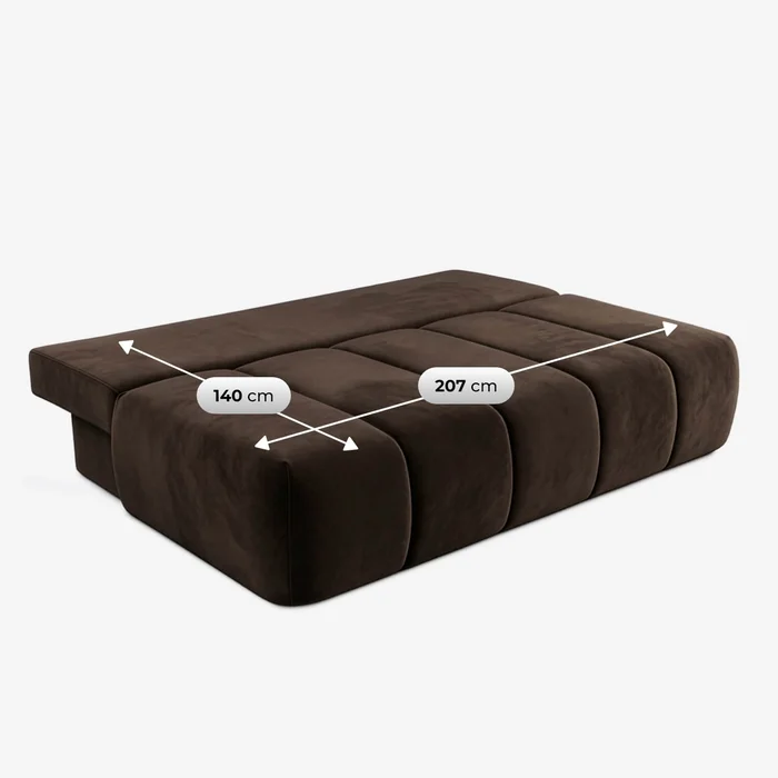 Sofa z Funkcją Spania SARIA Brązowa Welurowa Nowoczesna