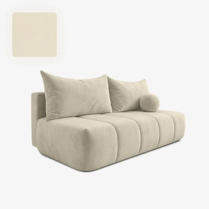 Sofa z Funkcją Spania SARIA Kremowa Welurowa Nowoczesna
