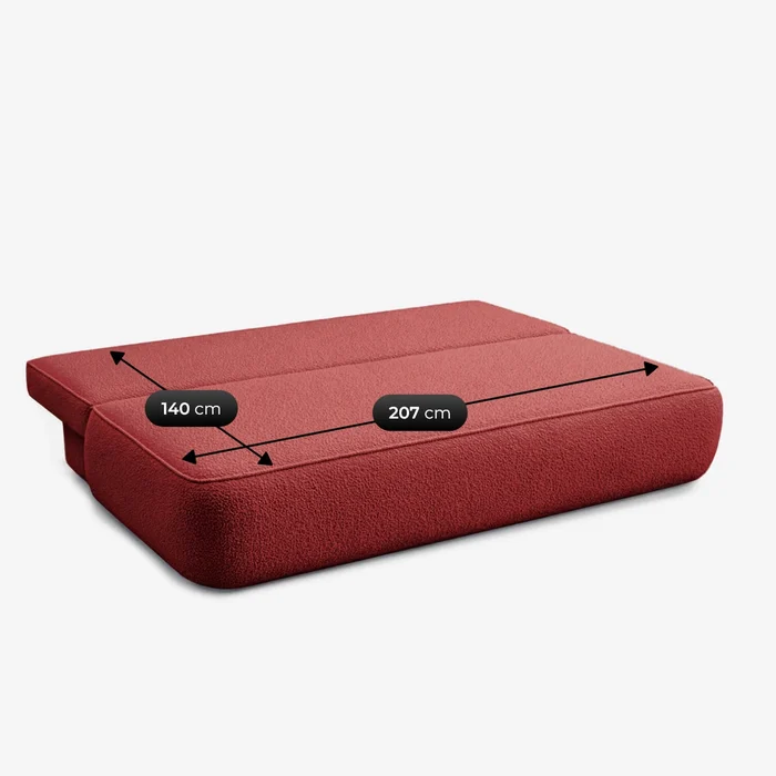 Sofa z Funkcją Spania ARVETO Bordo Boucle Nowoczesna