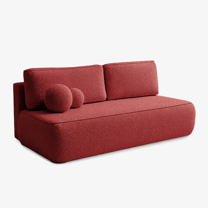 Sofa z Funkcją Spania ARVETO Bordo Boucle Nowoczesna