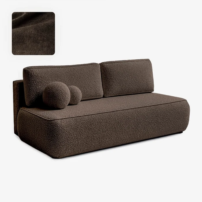 Sofa z Funkcją Spania ARVETO Mocca Boucle Nowoczesna