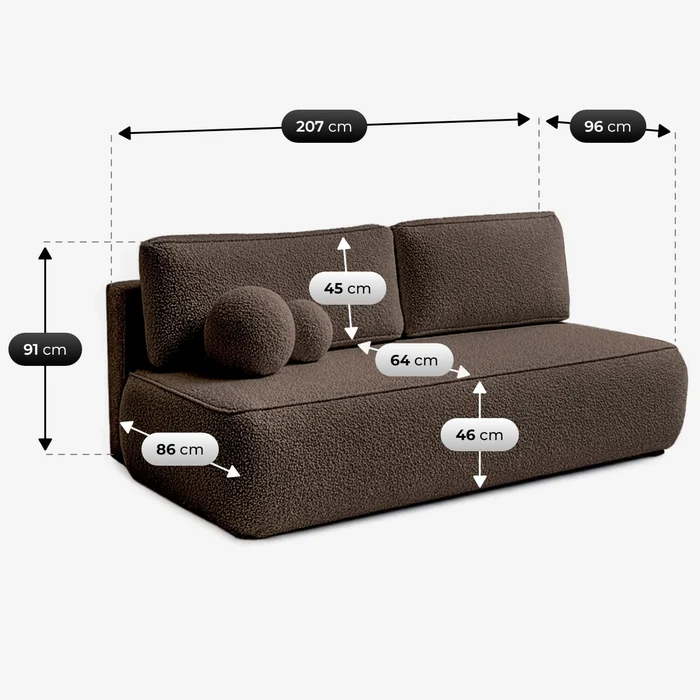 Sofa z Funkcją Spania ARVETO Mocca Boucle Nowoczesna