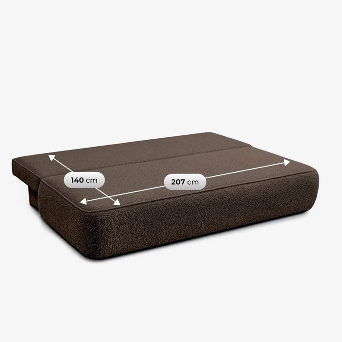 Sofa z Funkcją Spania ARVETO Mocca Boucle Nowoczesna
