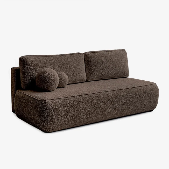 Sofa z Funkcją Spania ARVETO Mocca Boucle Nowoczesna